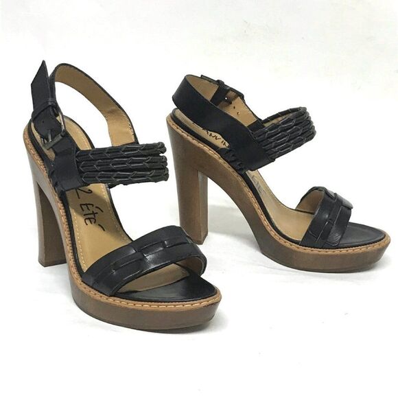LANVIN Leather WOOD Heels Sandals 40 9 9.5 $1290 - Picture 9 of 12